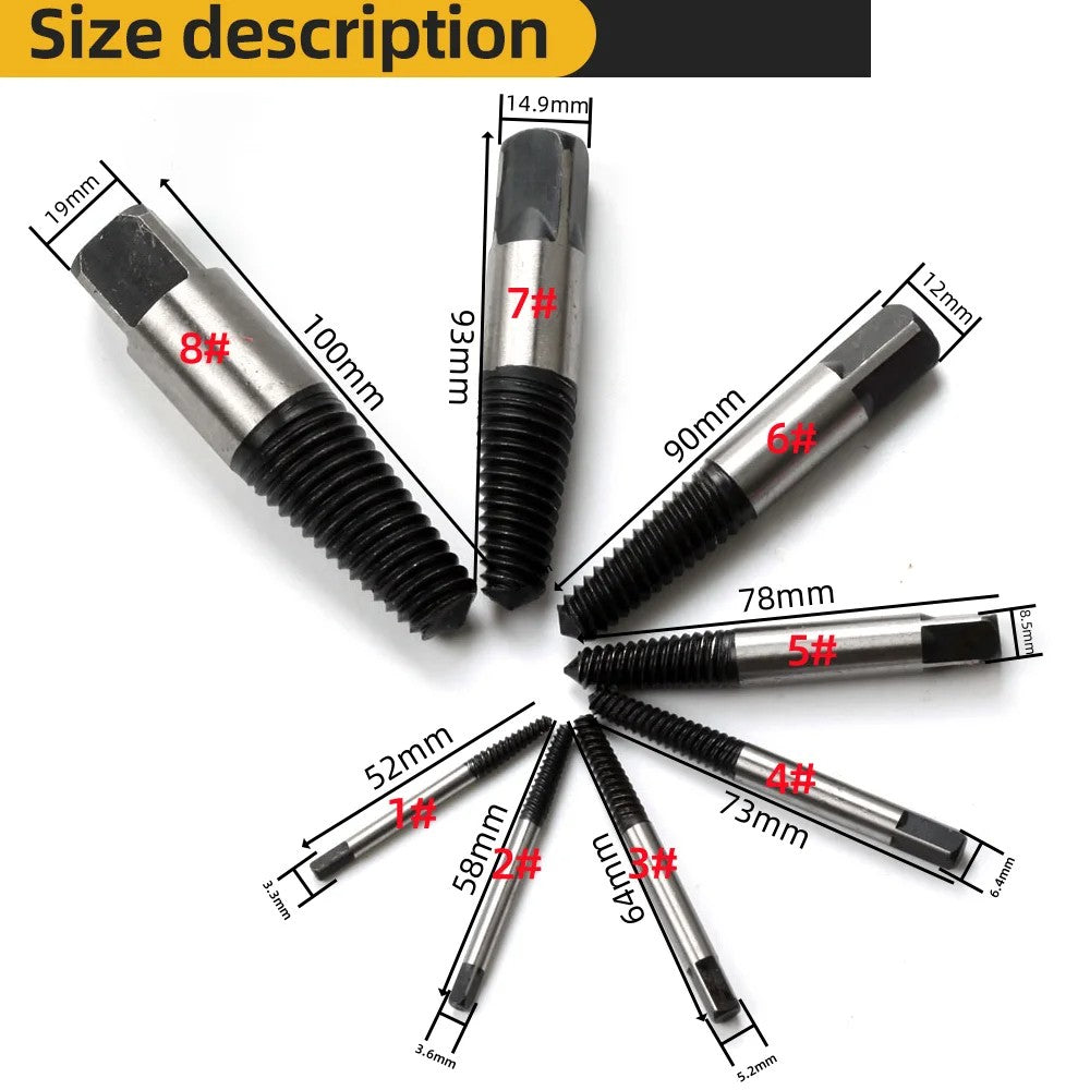 8-Piece Damaged Screw Extractor Set