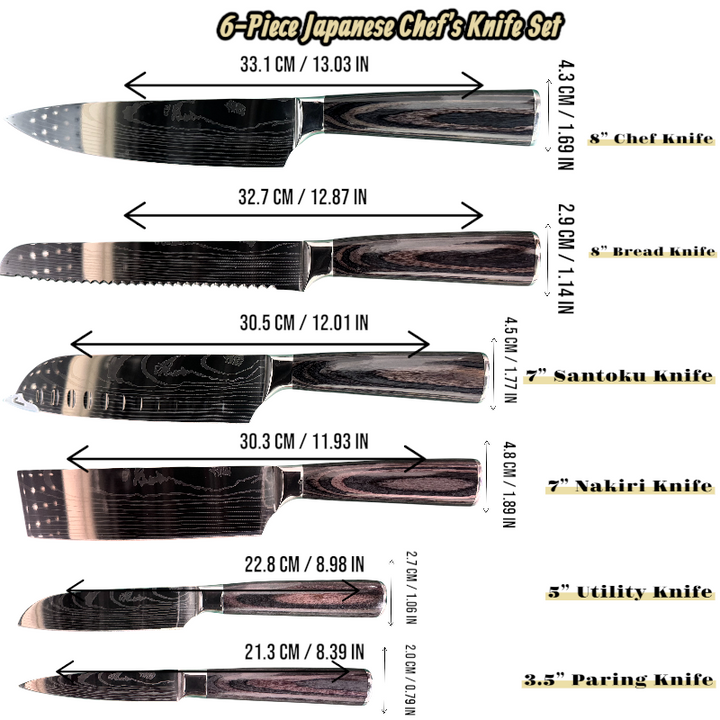 6 Piece Kitchen Chef Knife Set