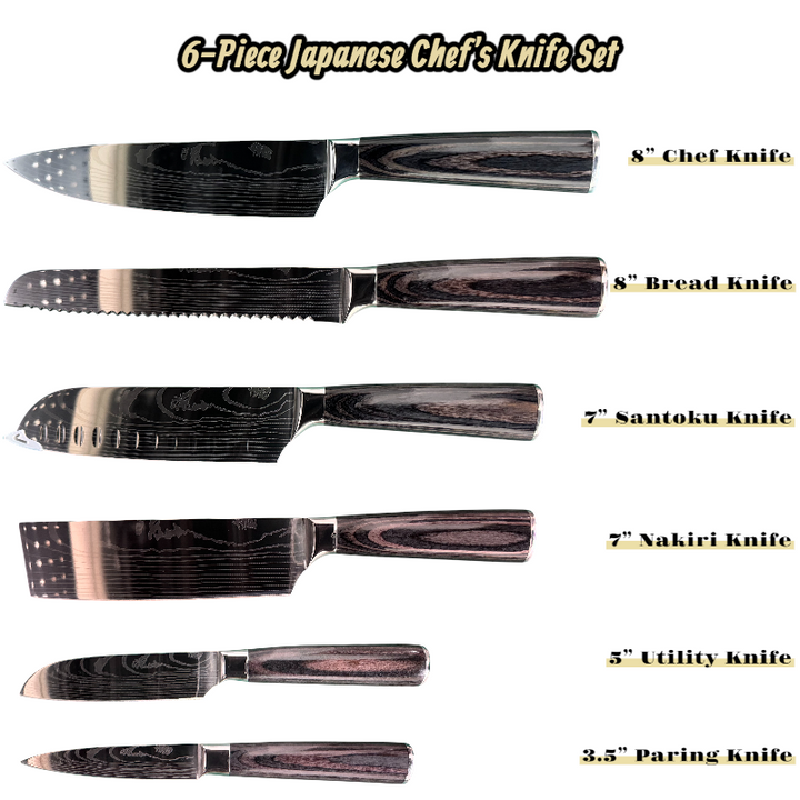 6 Piece Kitchen Chef Knife Set