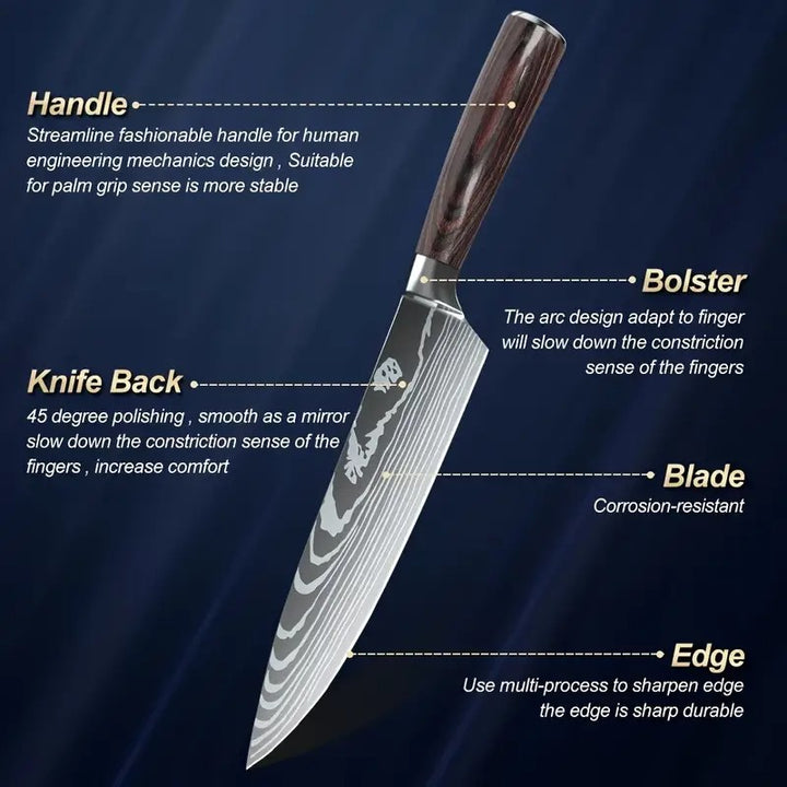 6 Piece Kitchen Chef Knife Set