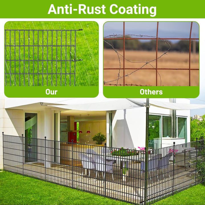 10 Pack Metal Garden Barrier Fence _ 80_69cm Animal Fence Panels, Decorative Garden Border