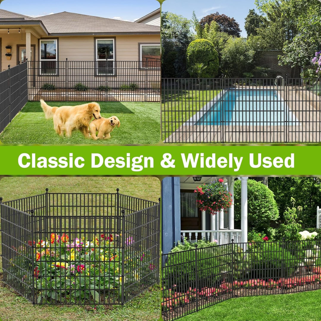 10 Pack Metal Garden Barrier Fence _ 80_69cm Animal Fence Panels, Decorative Garden Border
