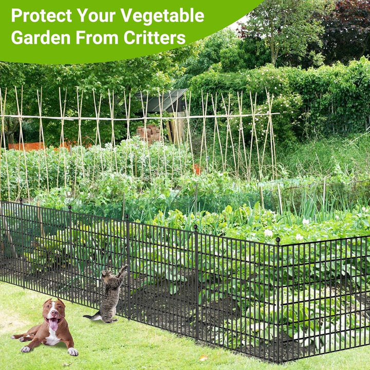 10 Pack Metal Garden Barrier Fence _ 80_69cm Animal Fence Panels, Decorative Garden Border