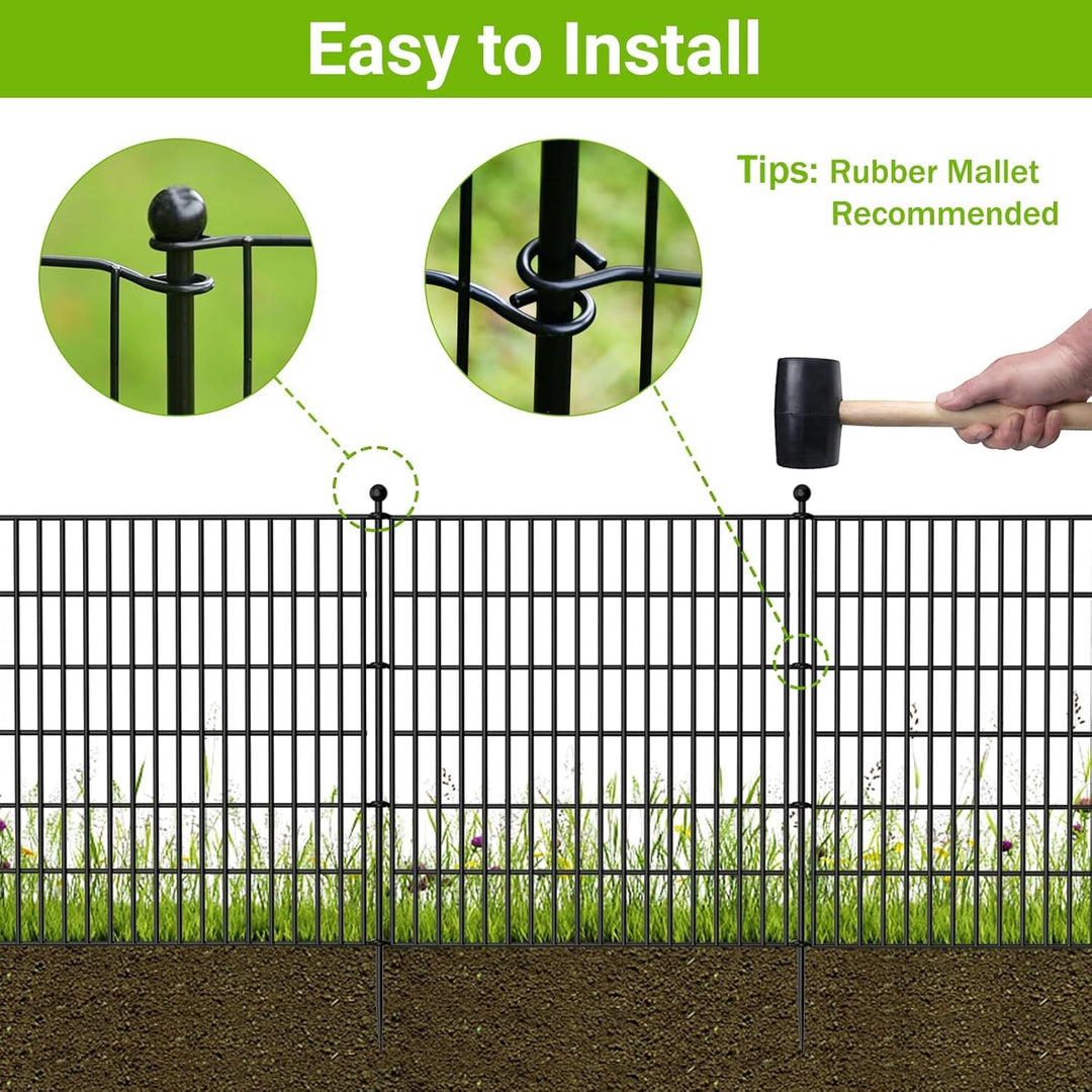10 Pack Metal Garden Barrier Fence _ 80_69cm Animal Fence Panels, Decorative Garden Border
