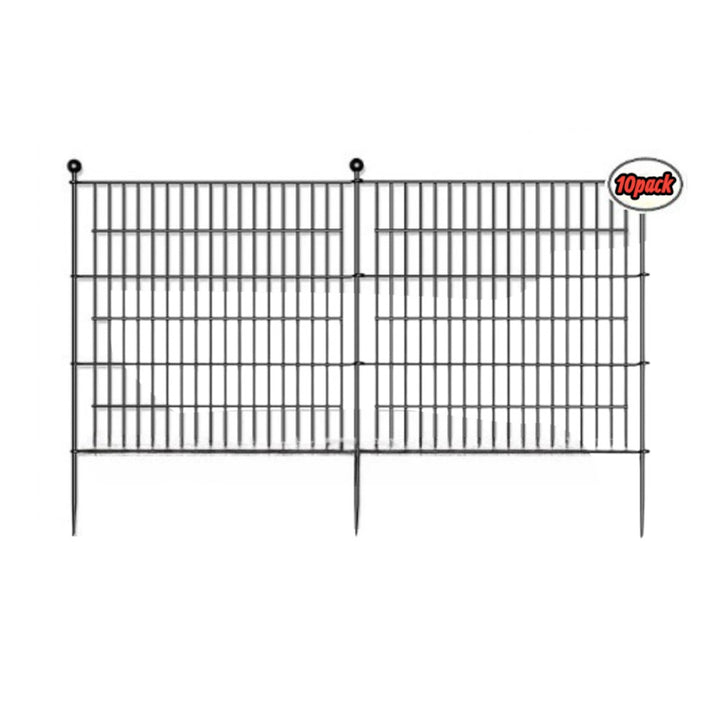 10 Pack Metal Garden Barrier Fence _ 80_69cm Animal Fence Panels, Decorative Garden Border