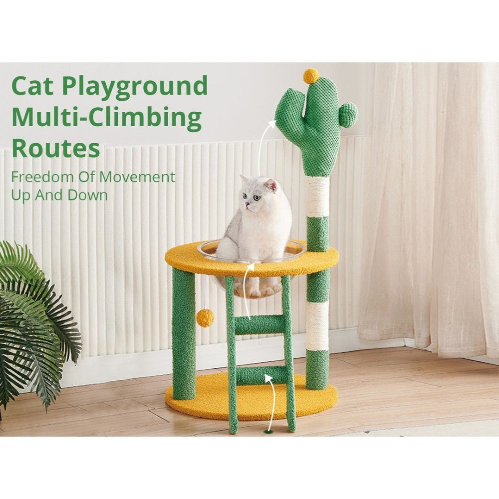 Cactus Cat Tree with Clear Hammock Bed