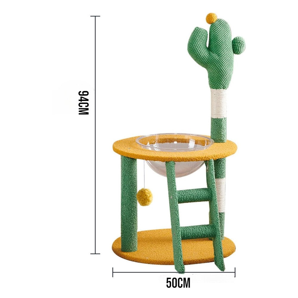 Cactus Cat Tree with Clear Hammock Bed