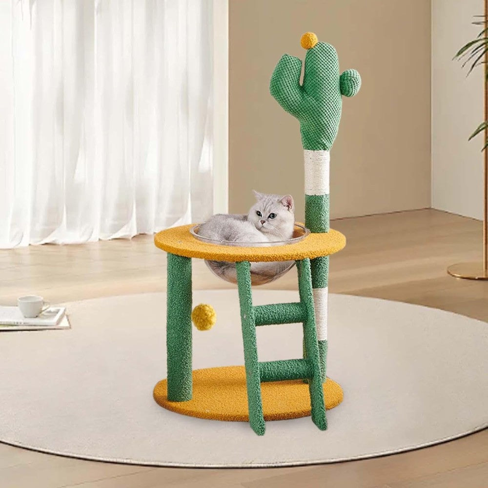 Cactus Cat Tree with Clear Hammock Bed