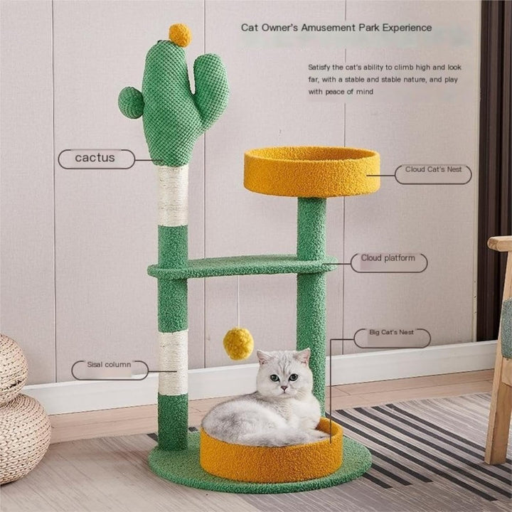 Cactus Cat Tree Tower with Plush Beds
