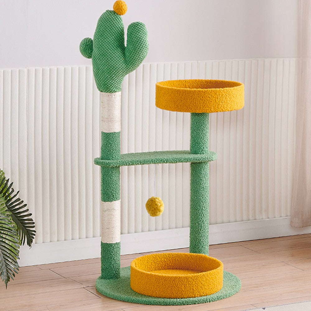 Cactus Cat Tree Tower with Plush Beds