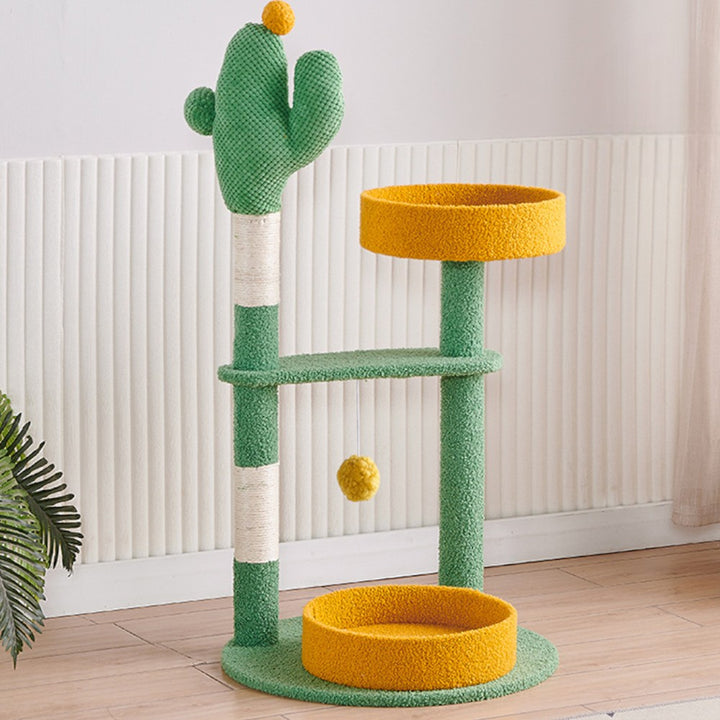 Cactus Cat Tree Tower with Plush Beds