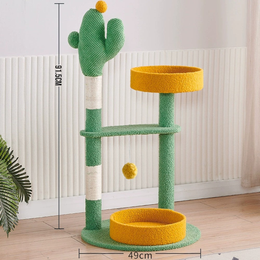 Cactus Cat Tree Tower with Plush Beds