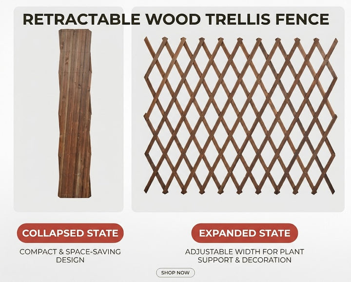 Expandable Wooden Garden Trellis Fence - 200x57cm