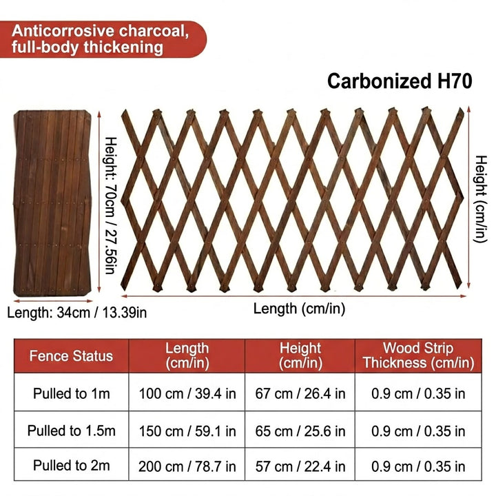 Expandable Wooden Garden Trellis Fence - 200x57cm
