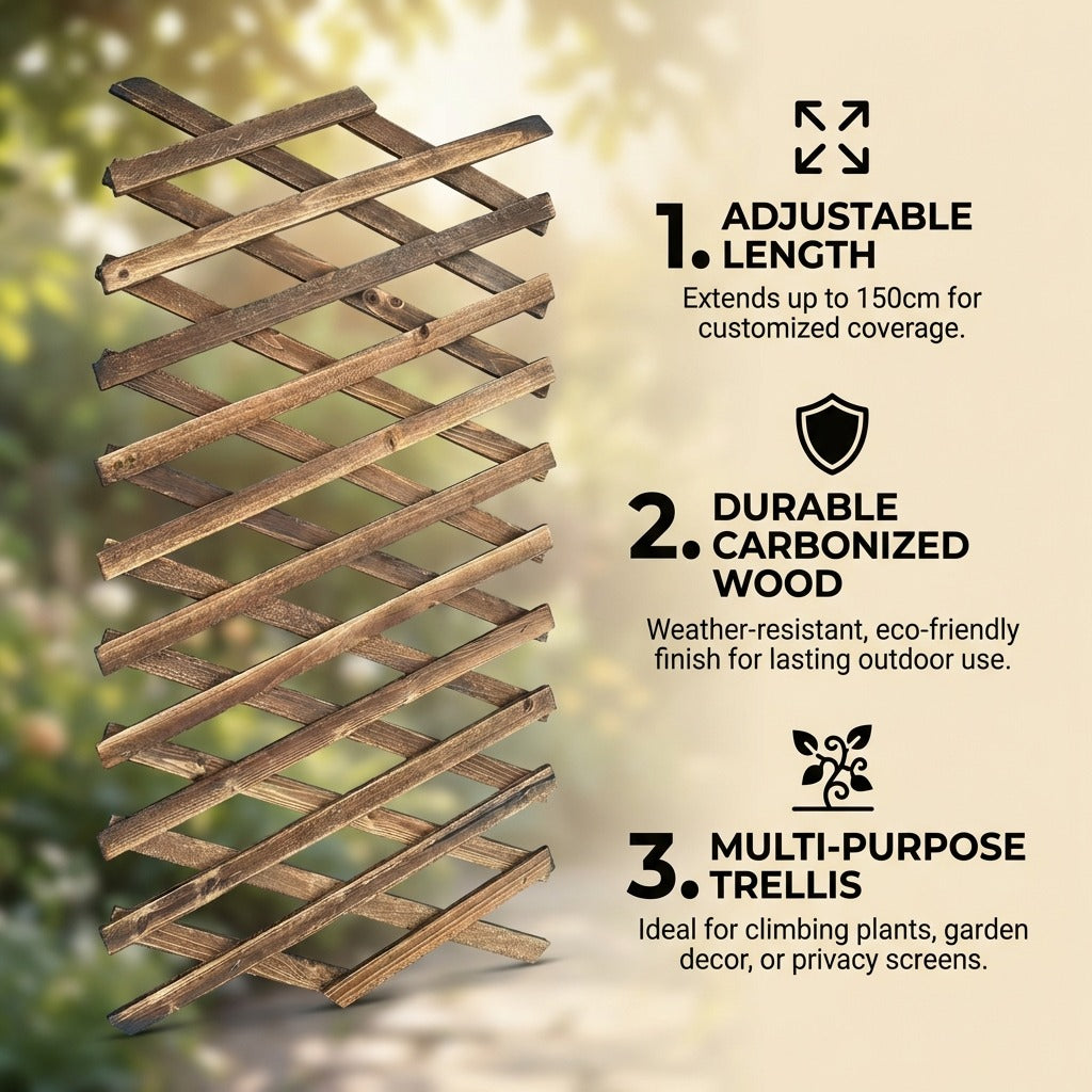 Expandable Wooden Trellis for Plants - 150x40cm