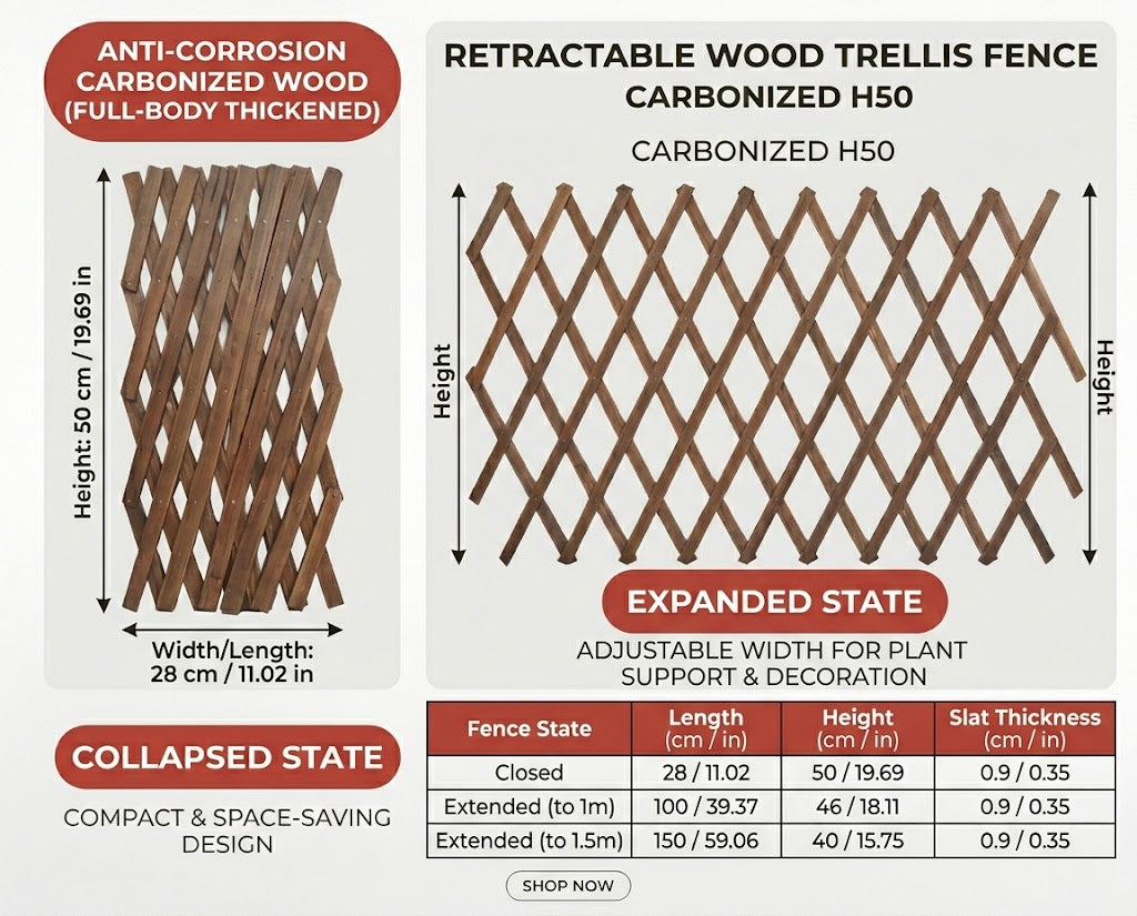 Expandable Wooden Trellis for Plants - 150x40cm