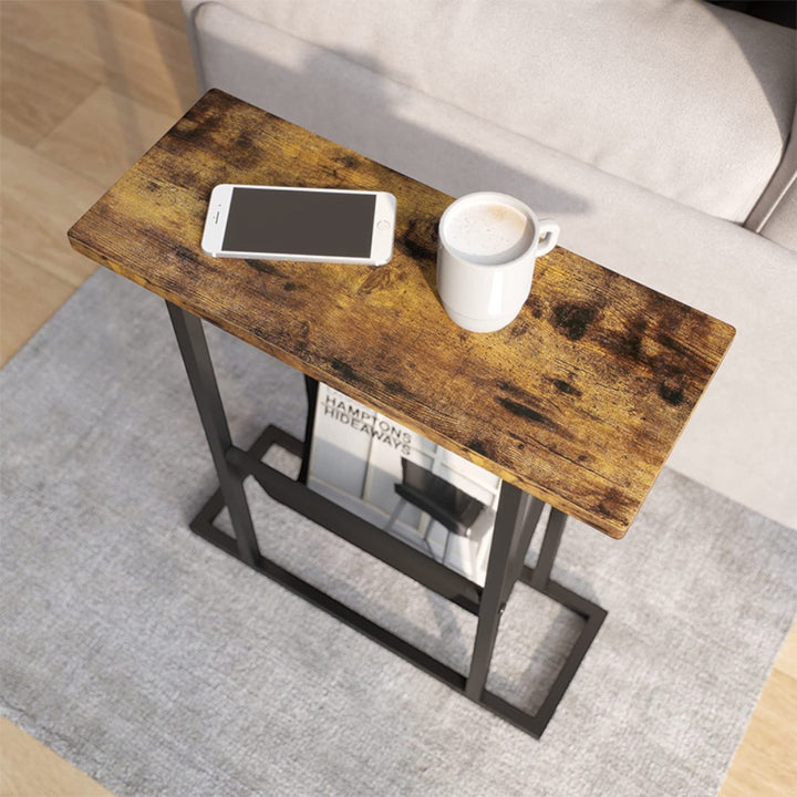 Narrow Side Table with Magazine Holder
