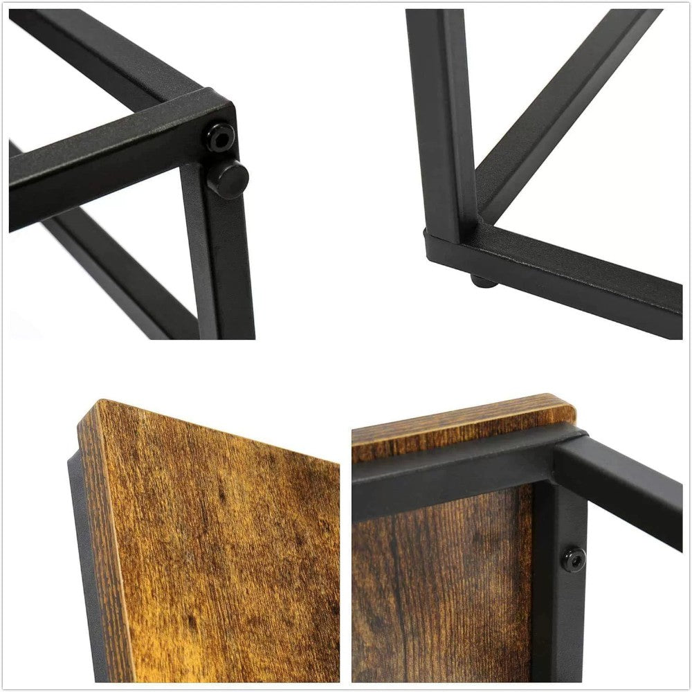 Narrow Side Table with Magazine Holder