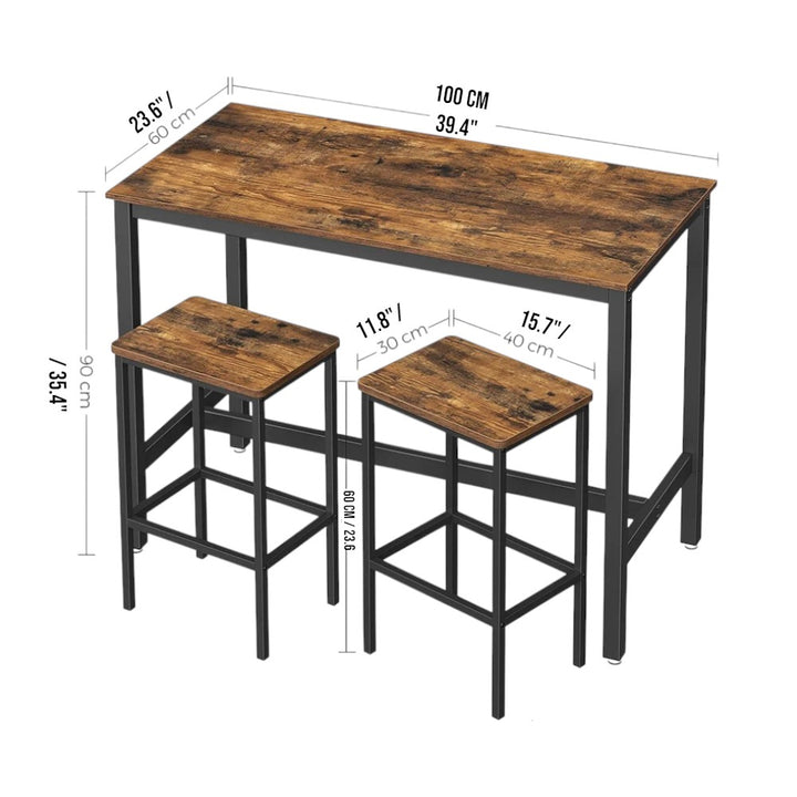 Bar Table Set with 2 Stools
