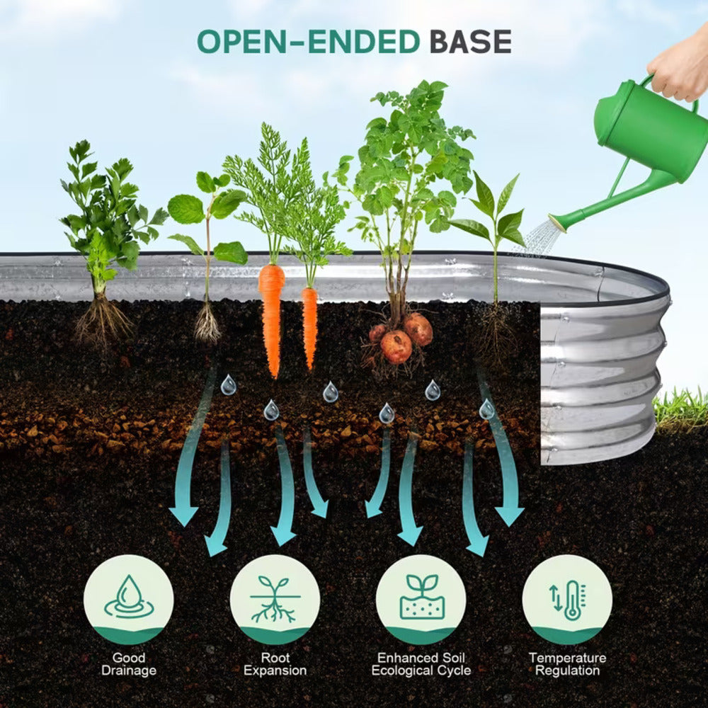 180cm Oval Galvanized Raised Garden Bed Kit