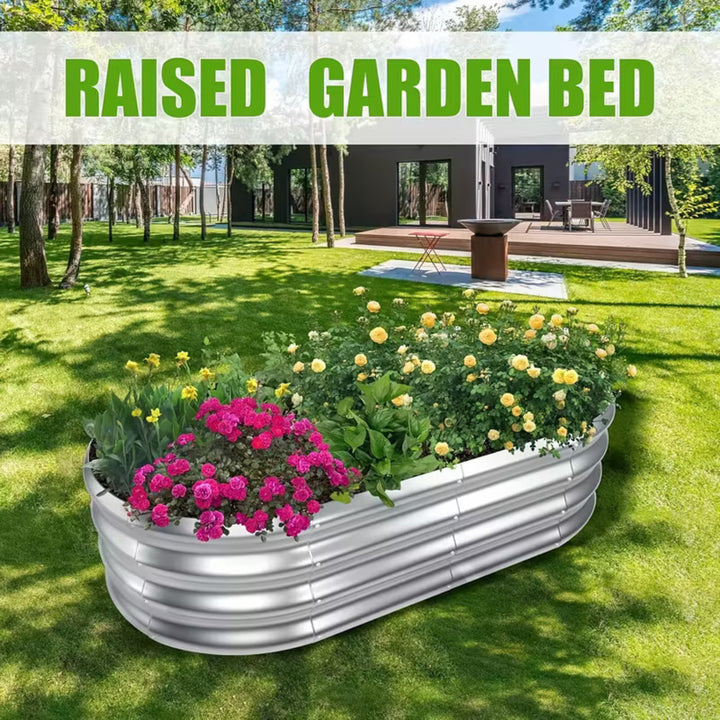 180cm Oval Galvanized Raised Garden Bed Kit