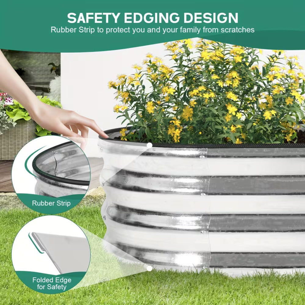 180cm Oval Galvanized Raised Garden Bed Kit