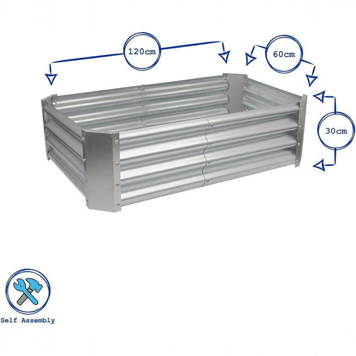 120cm Rectangular Galvanized Raised Garden Bed Kit