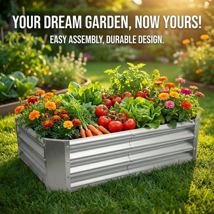 120cm Rectangular Galvanized Raised Garden Bed Kit