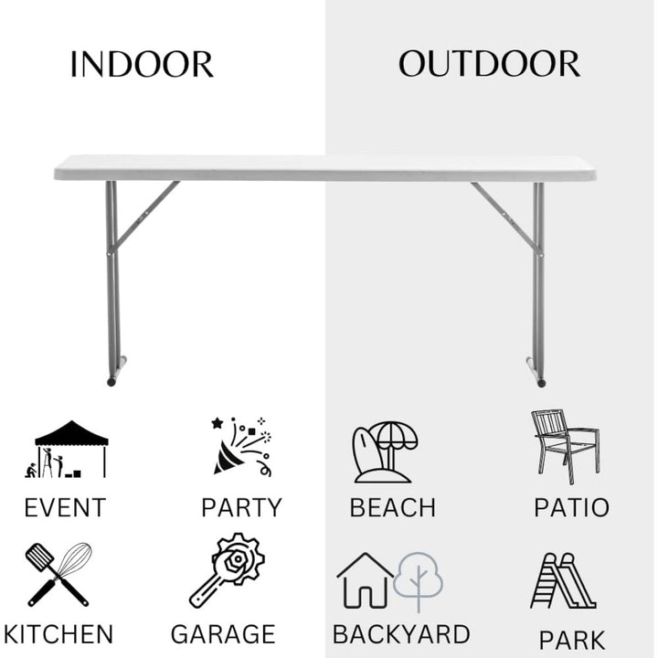 Slim Folding Table 180_45cm Space Saving Design with Strong Steel Legs