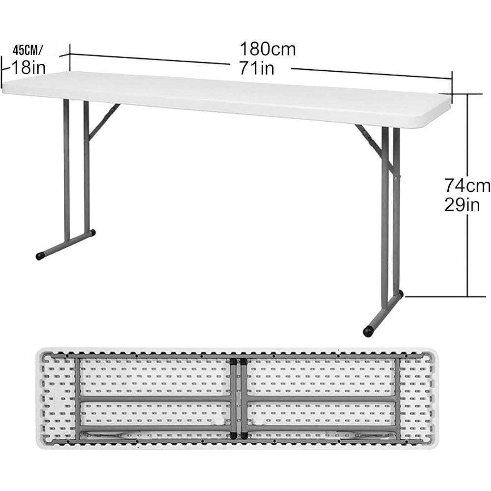 Slim Folding Table 180_45cm Space Saving Design with Strong Steel Legs