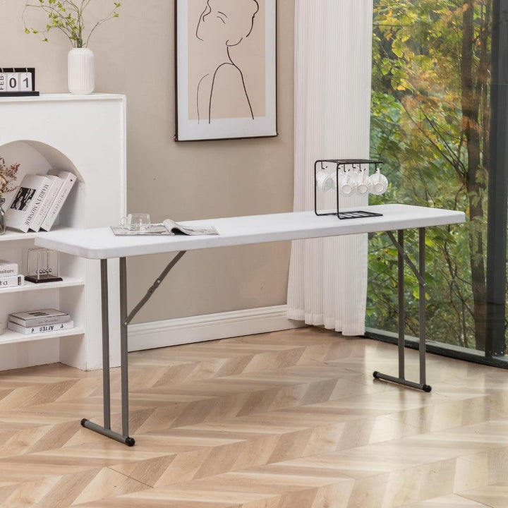 Slim Folding Table 180_45cm Space Saving Design with Strong Steel Legs