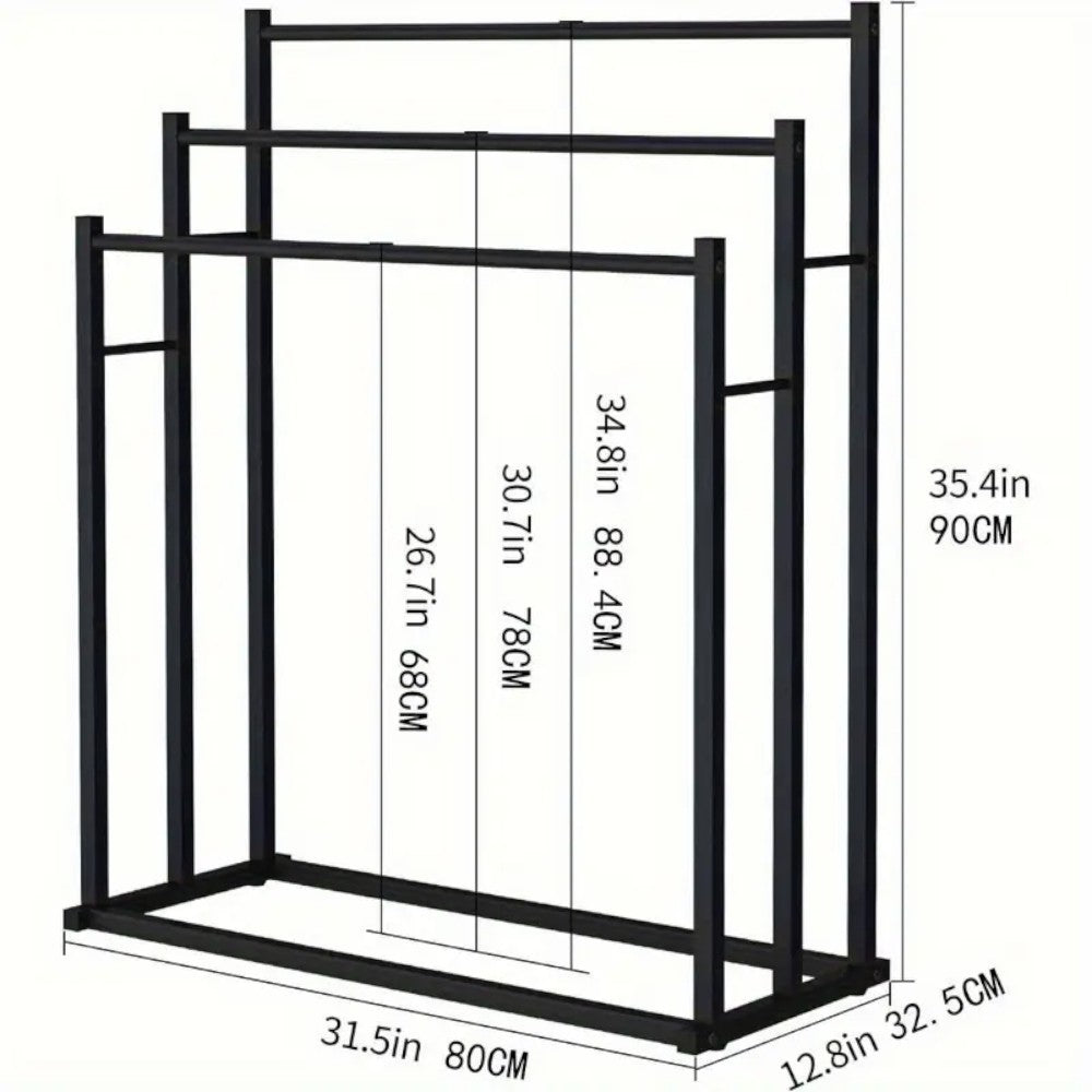 Free Standing 3 Tier Metal Towel Rack Bathroom Towel Holder