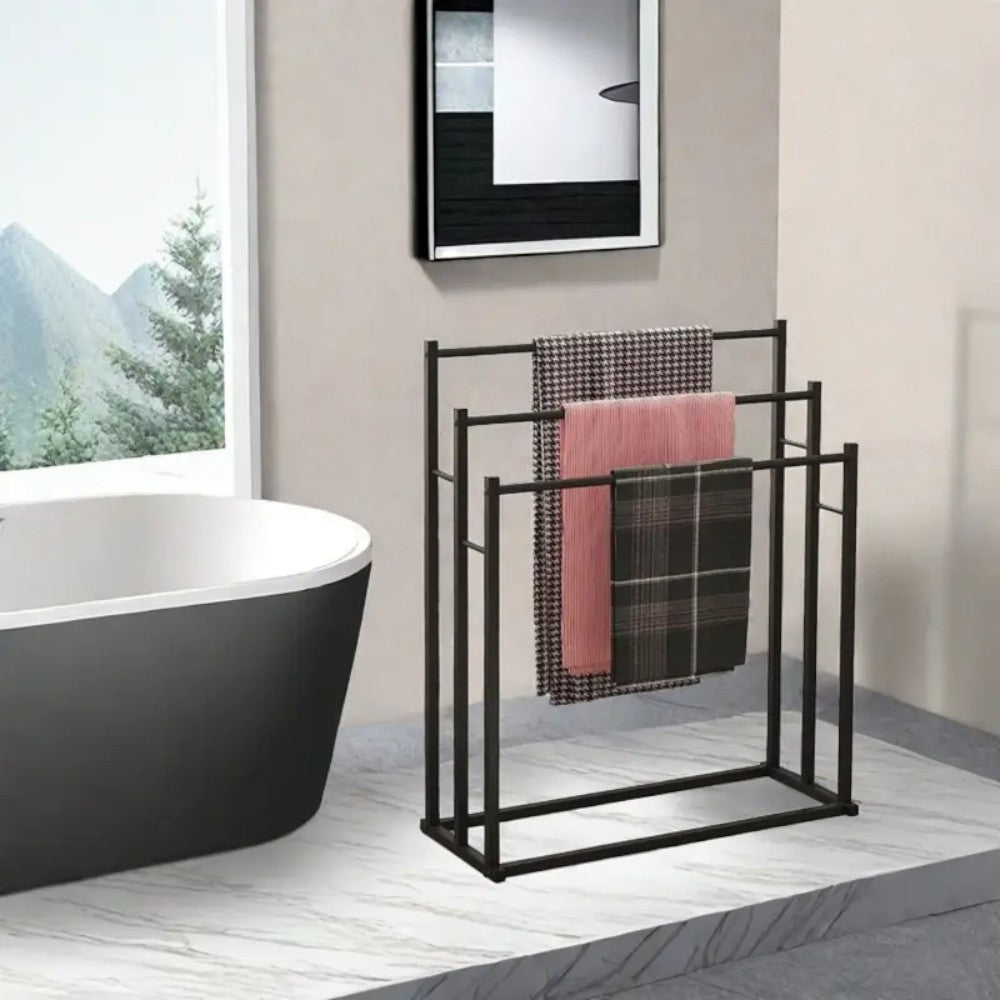 Free Standing 3 Tier Metal Towel Rack Bathroom Towel Holder