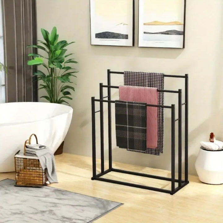 Free Standing 3 Tier Metal Towel Rack Bathroom Towel Holder