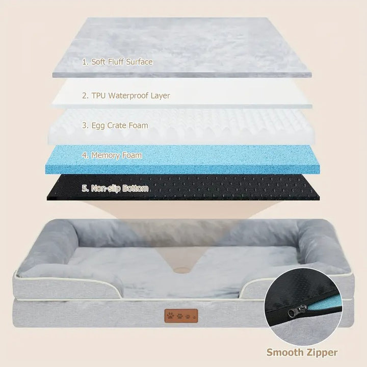 Orthopedic Memory Foam Dog Bed with Bolster Sides - 2XL