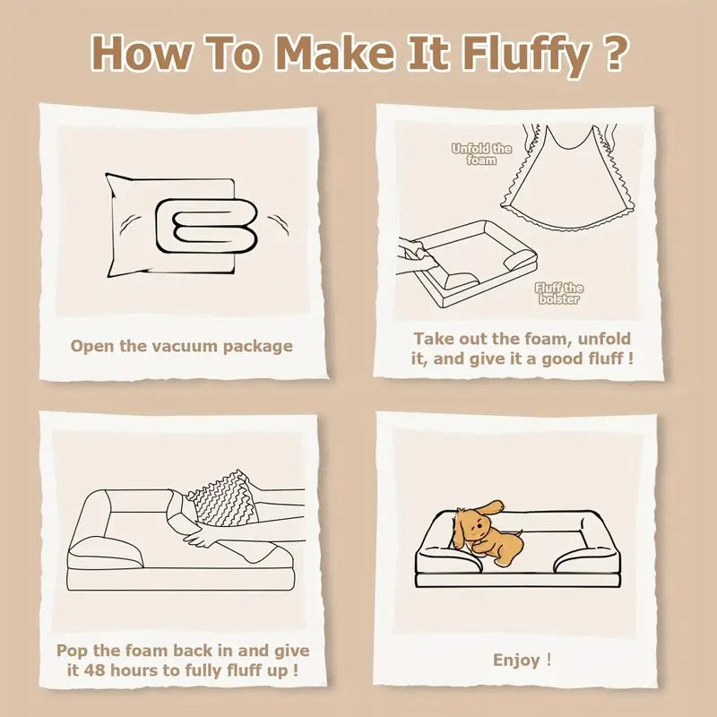 Orthopedic Memory Foam Dog Bed with Bolster Sides - 3XL