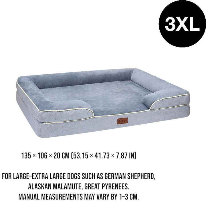 Orthopedic Memory Foam Dog Bed with Bolster Sides - 3XL