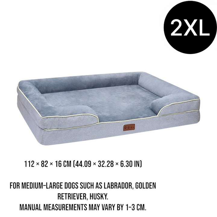 Orthopedic Memory Foam Dog Bed with Bolster Sides - 2XL