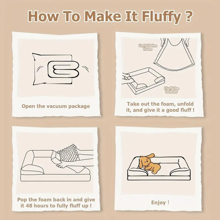 Orthopedic Memory Foam Dog Bed with Bolster Sides - L