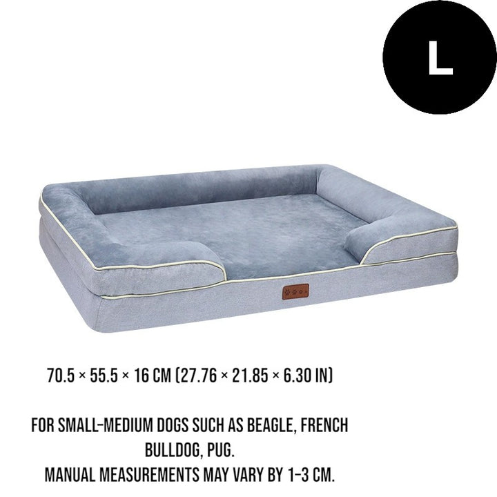 Orthopedic Memory Foam Dog Bed with Bolster Sides - L
