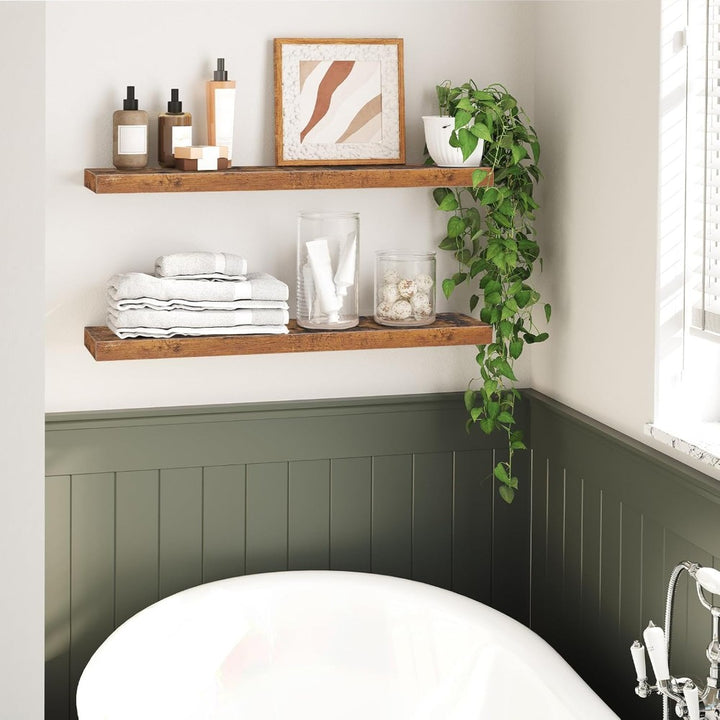 Set of 2 Rustic Floating DIY Wall Shelves _ 100cm