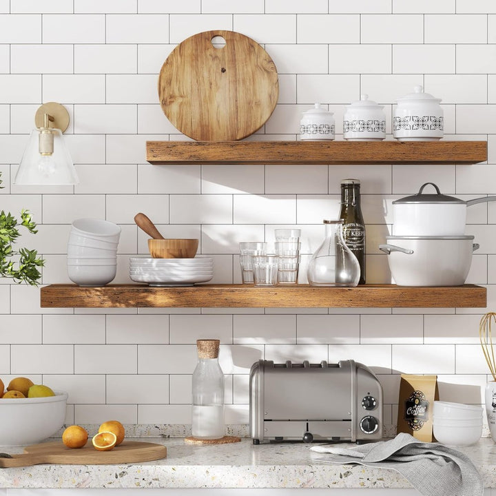 Set of 2 Rustic Floating DIY Wall Shelves _ 100cm