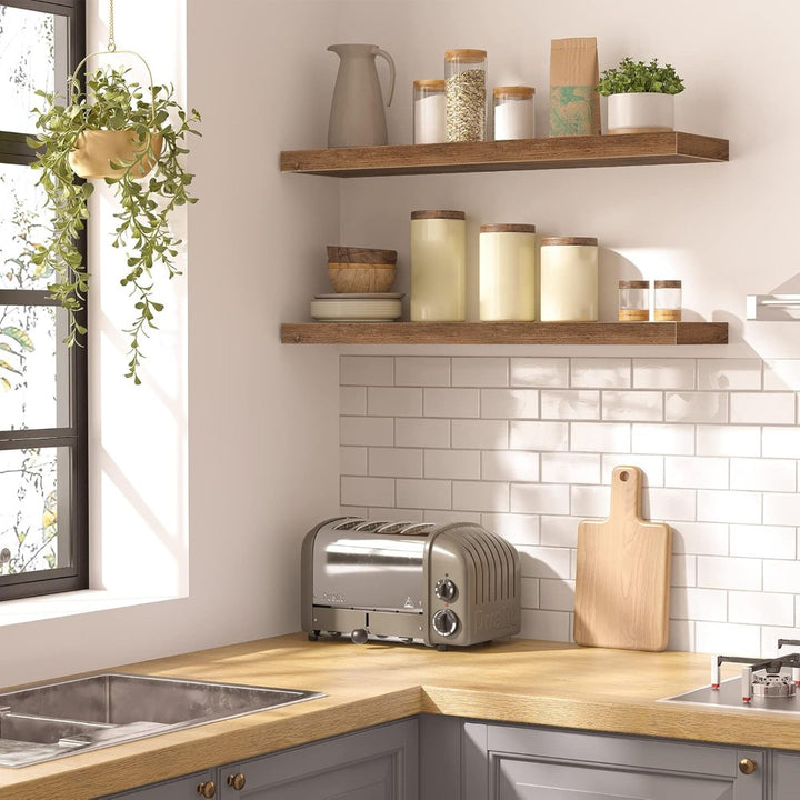 Set of 2 Rustic Floating DIY Wall Shelves _ 60cm