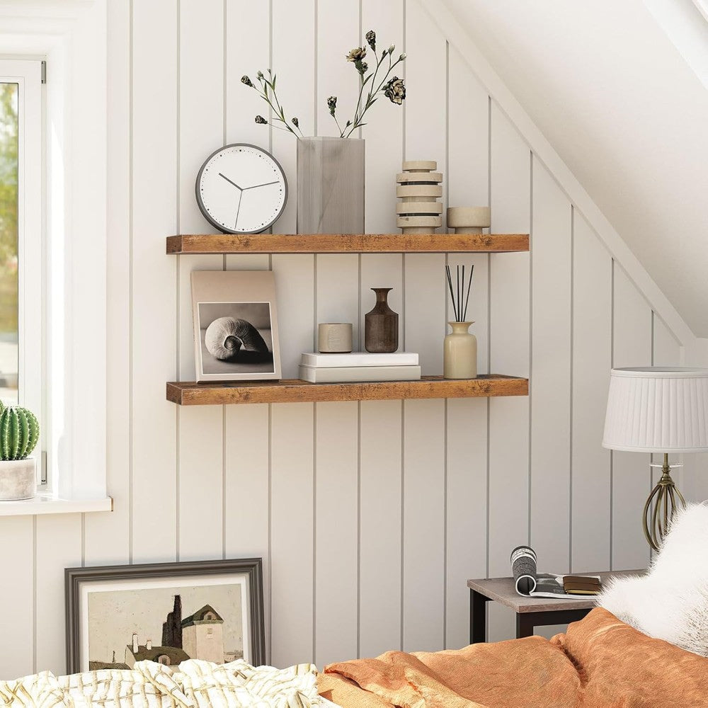 Set of 2 Rustic Floating DIY Wall Shelves _ 60cm