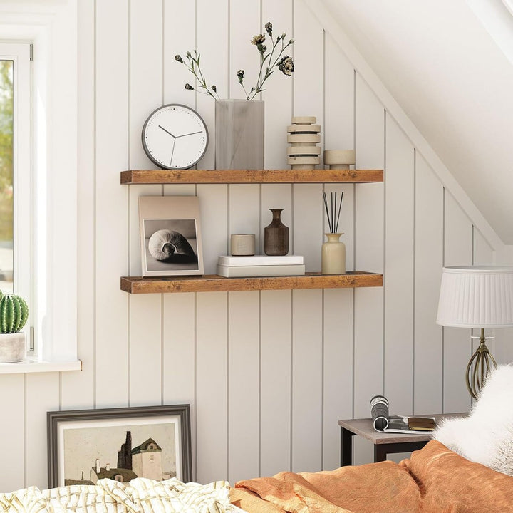 Set of 2 Rustic Floating DIY Wall Shelves _ 60cm