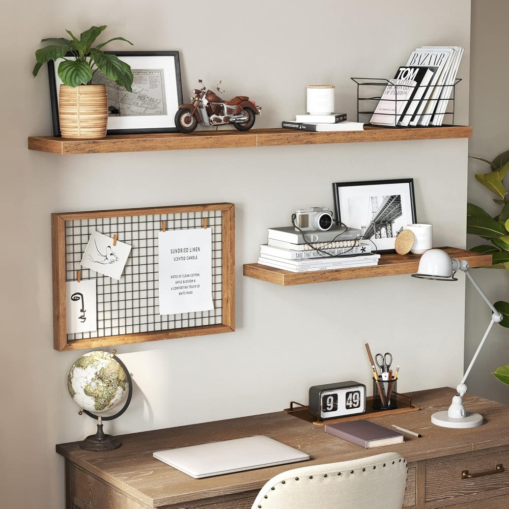 Set of 2 Rustic Floating DIY Wall Shelves _ 60cm
