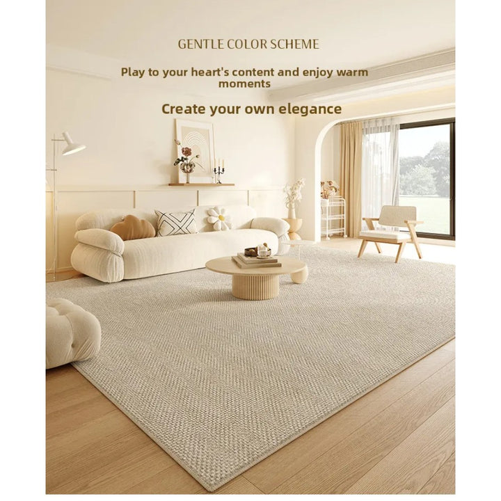 Area Rug 140x200cm Modern Minimalist Living Room Carpet - Warm Cream Linen