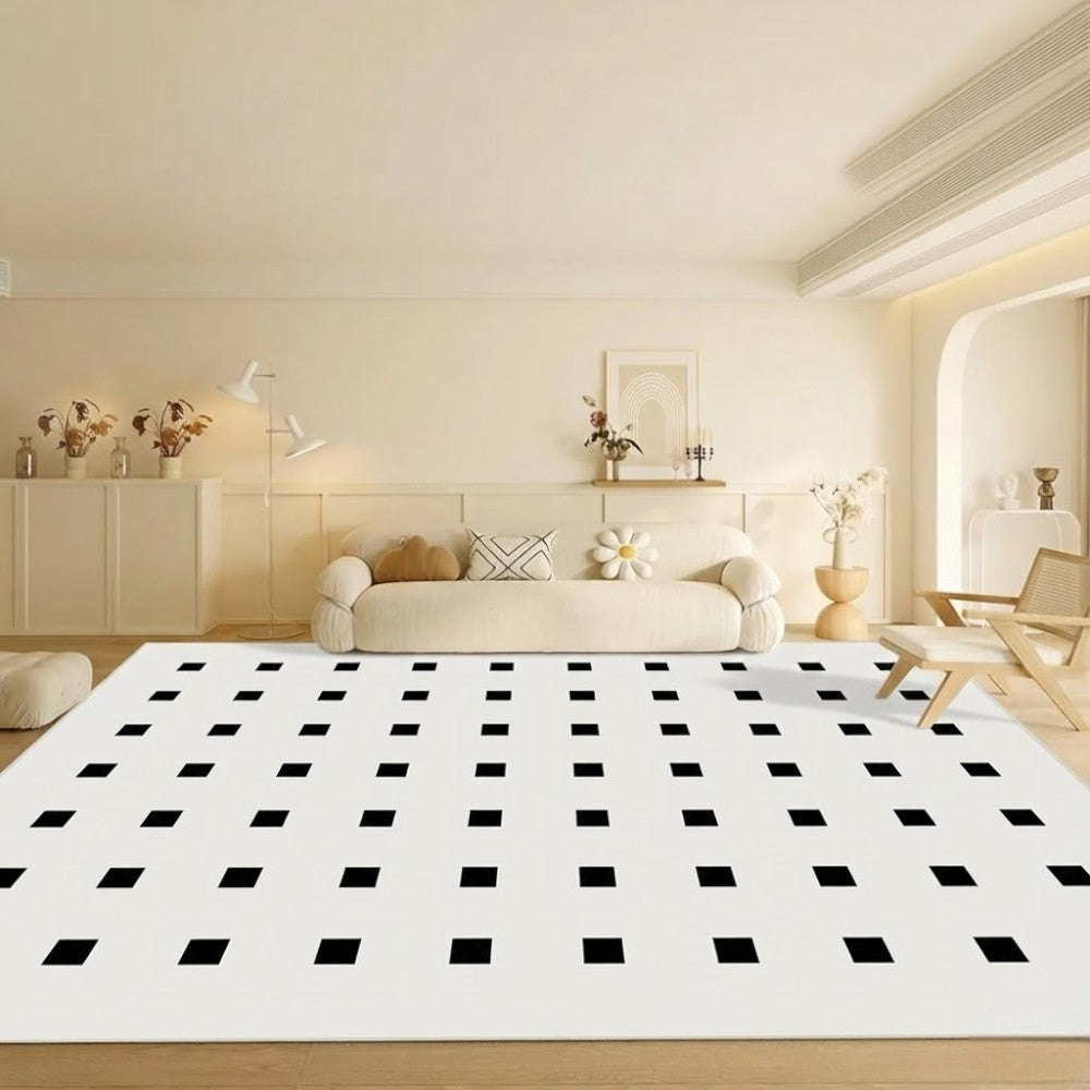 Area Rug 200x300cm Modern Minimalist Living Room Carpet - Pure White Grid