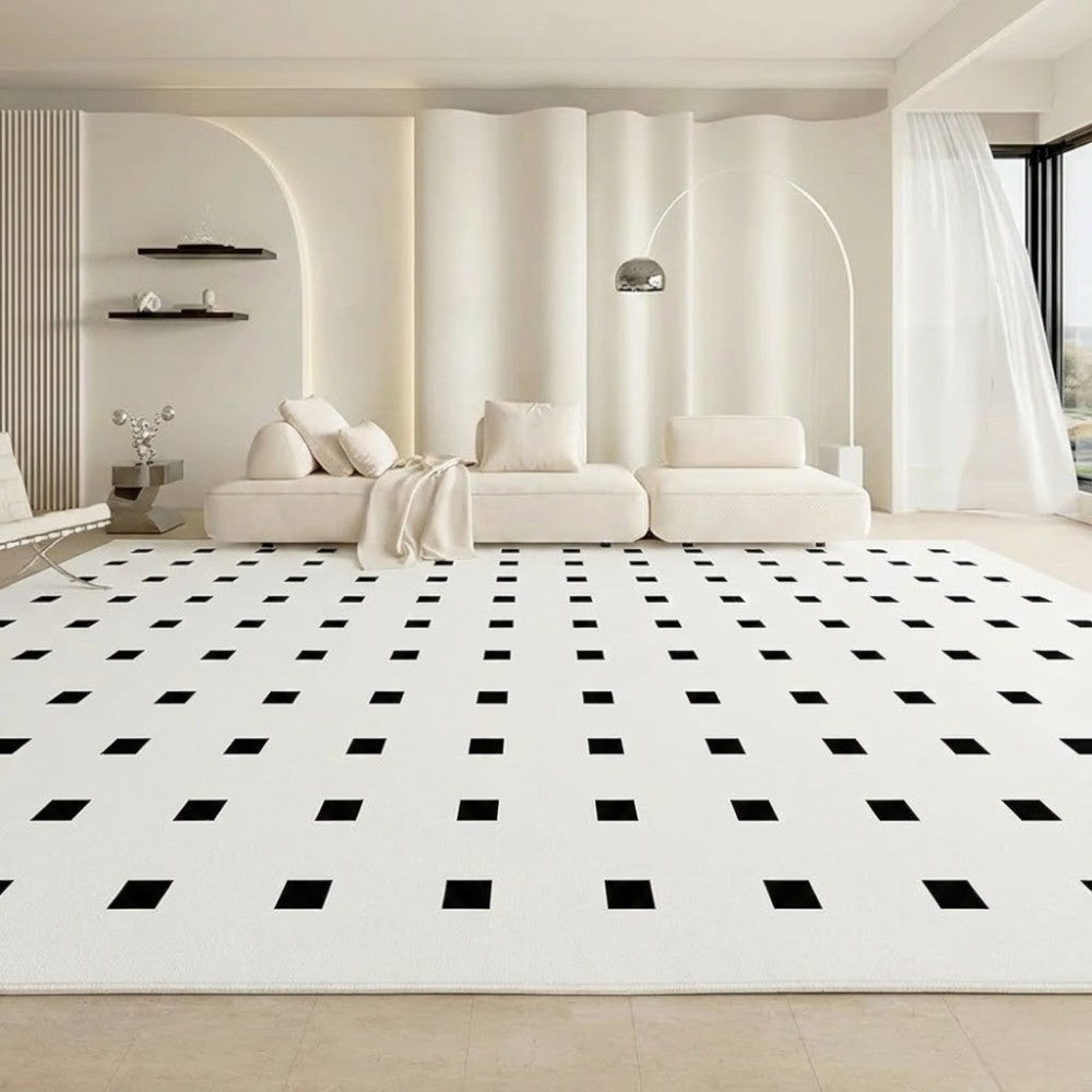 Area Rug 160x250cm Modern Minimalist Living Room Carpet - Pure White Grid