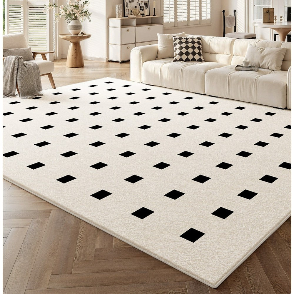 Area Rug 140x200cm Modern Minimalist Living Room Carpet - Pure White Grid